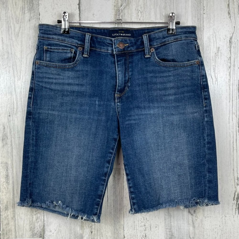 Lucky Brand The Bermuda denim jean shorts long length size 6‎ cut off classic